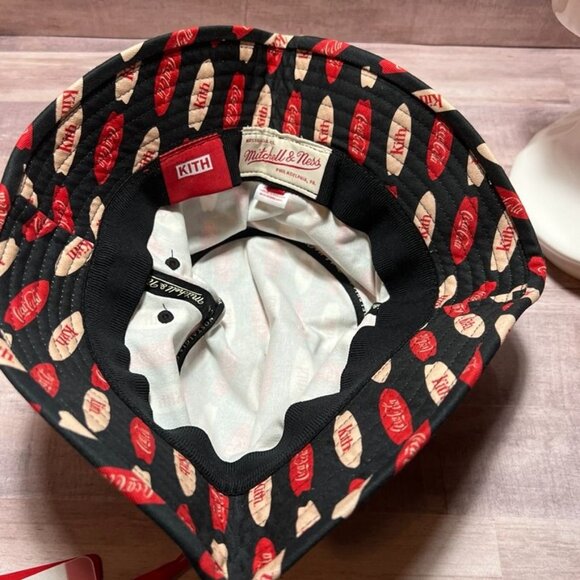 Kith x Coca-Cola Collaboration Bucket Hat Red & Black Pattern With Logo Design - Picture 9 of 11